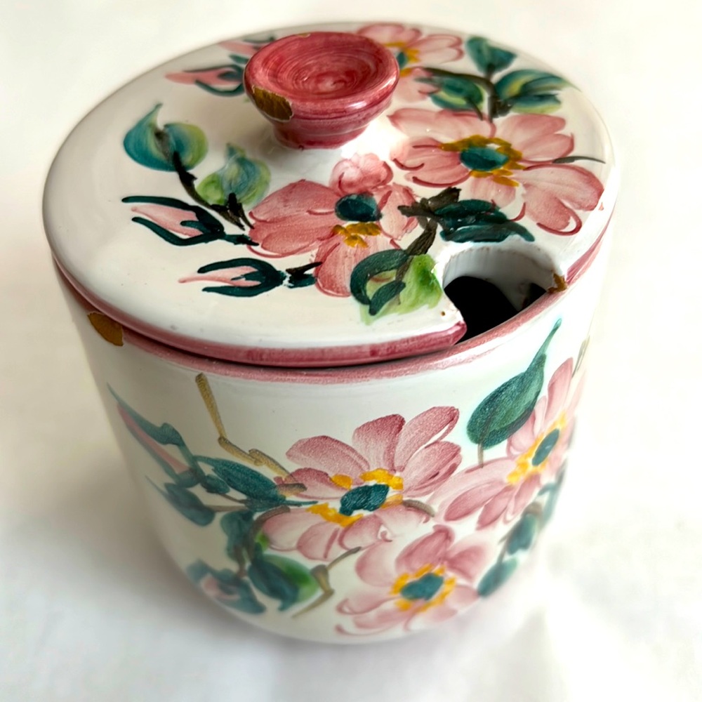 Vintage Danish Flower Jelly Jam Ceramic Container